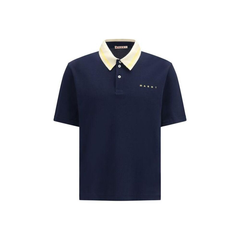 Marni Cotton Polo Shirt Men Blue Polos